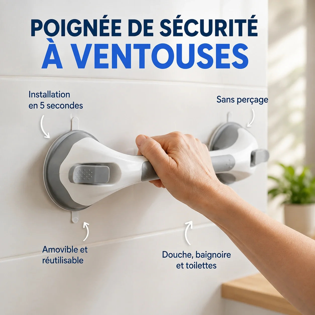 Poignée de sécurité à ventouses