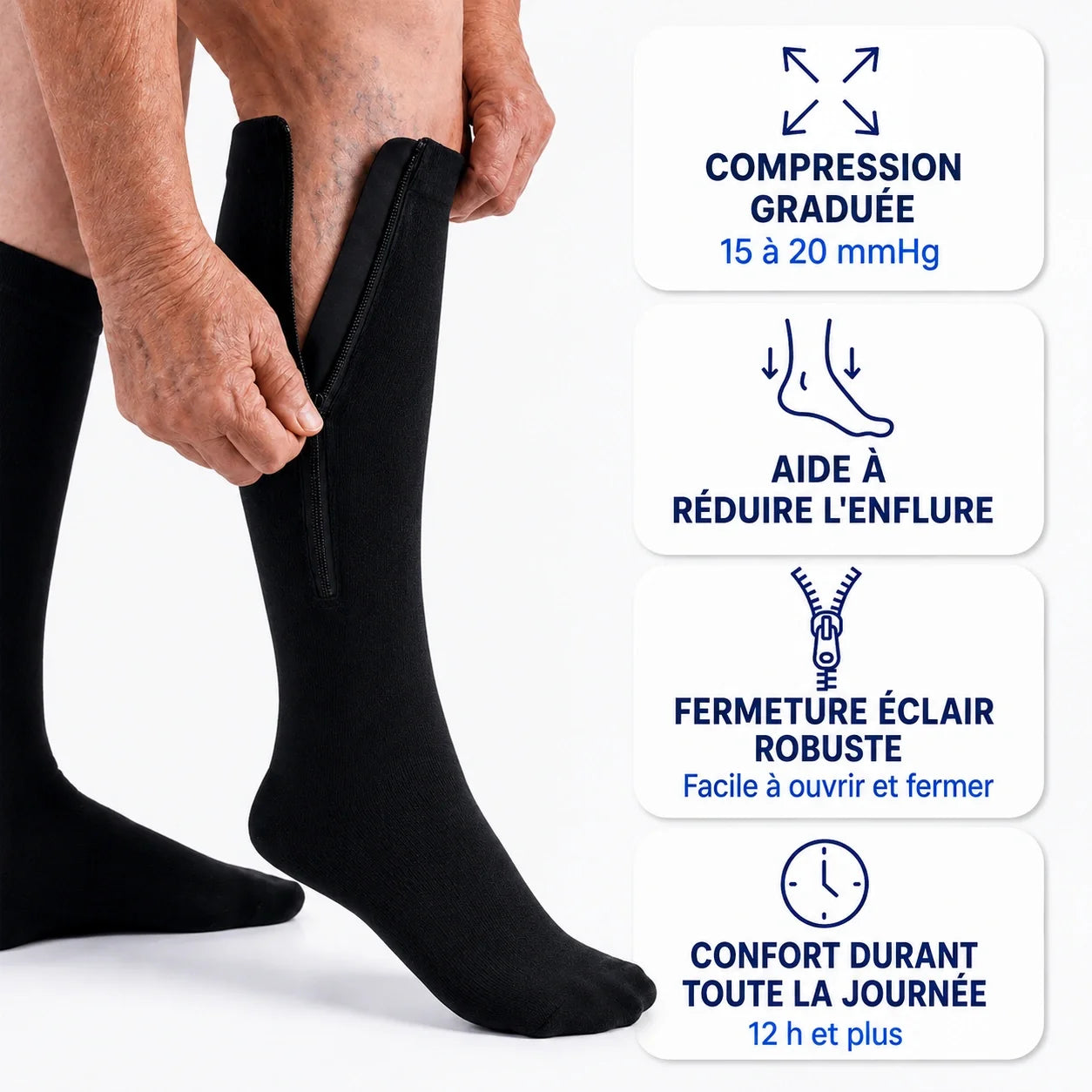 Bas de compression à fermeture éclair Osmotia™